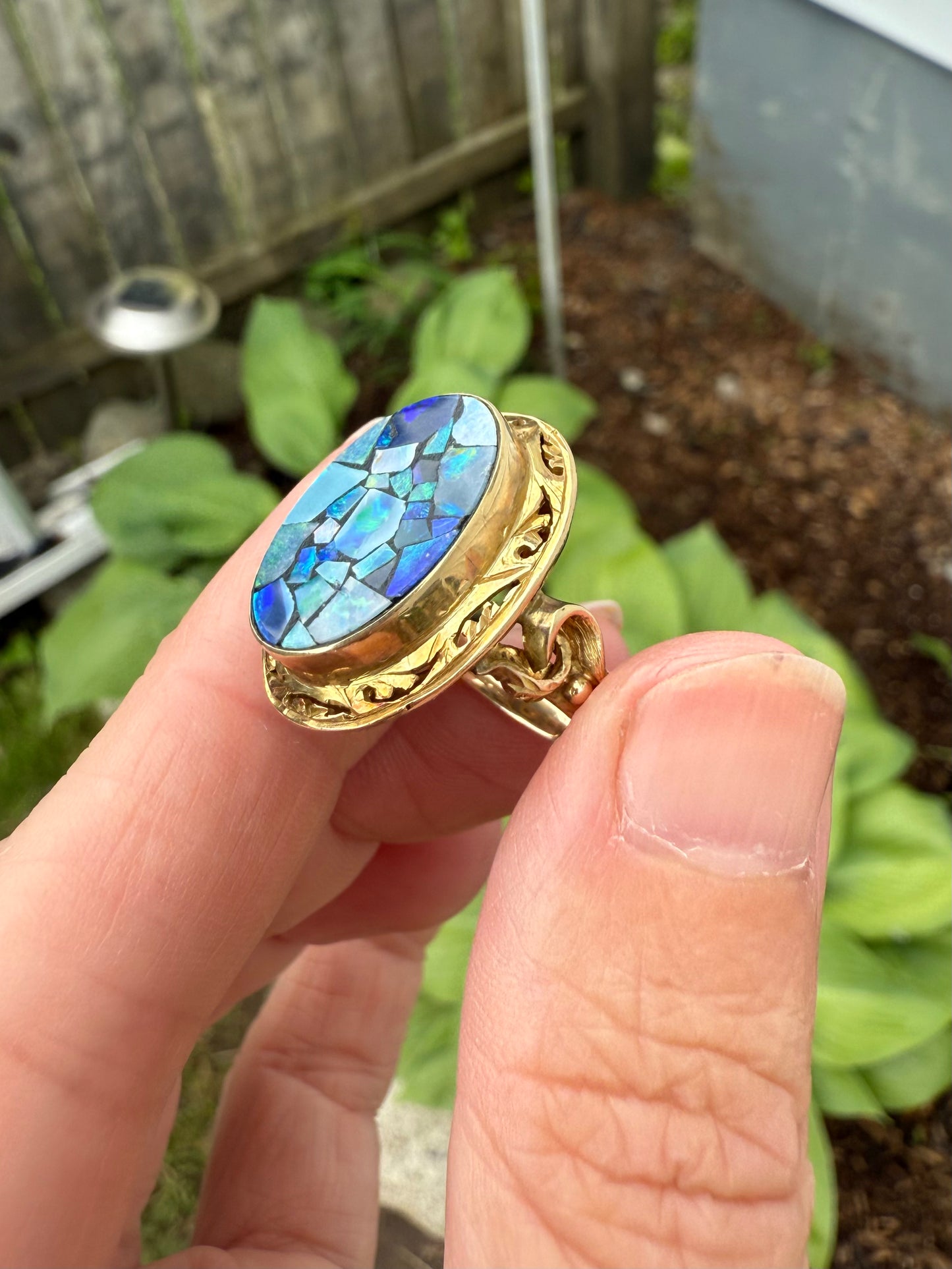 Vintage 14k Yellow Gold Opal Ring