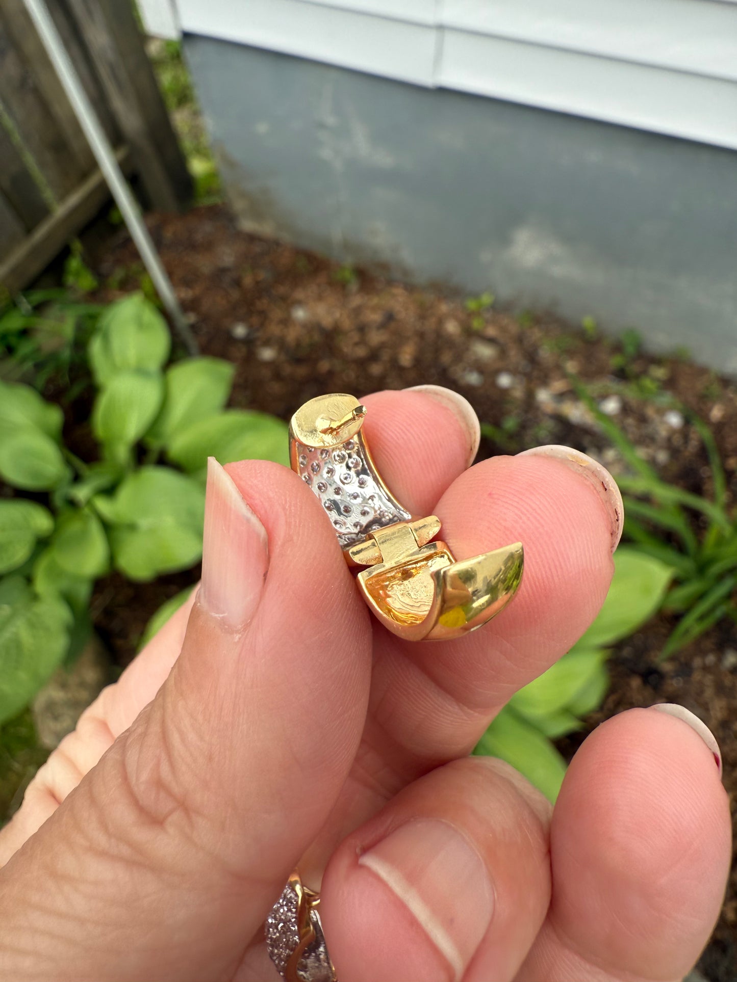 14k Yellow & White Gold Diamond Huggies