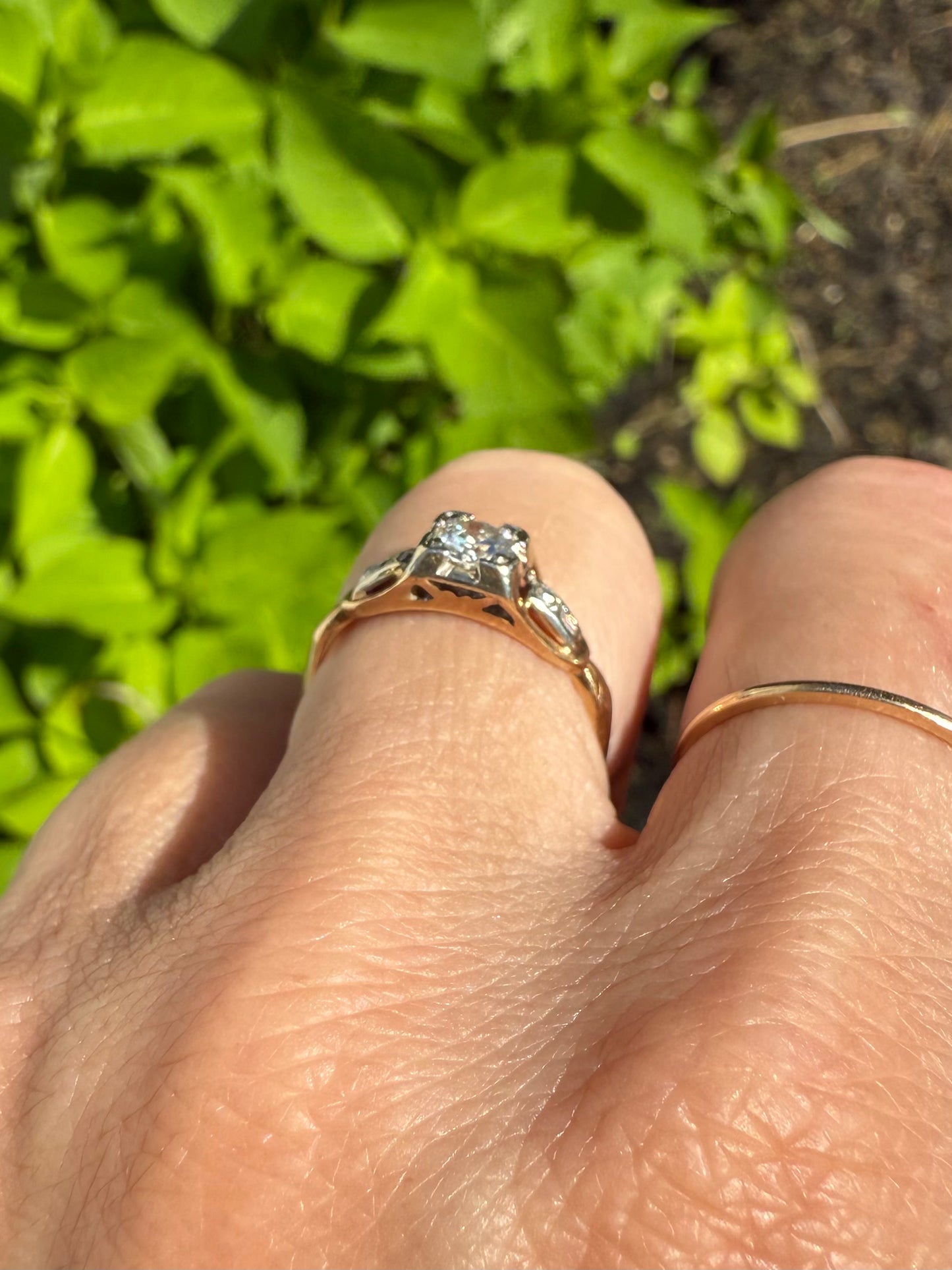 1936 14k Yelow & White Gold Engagement Ring