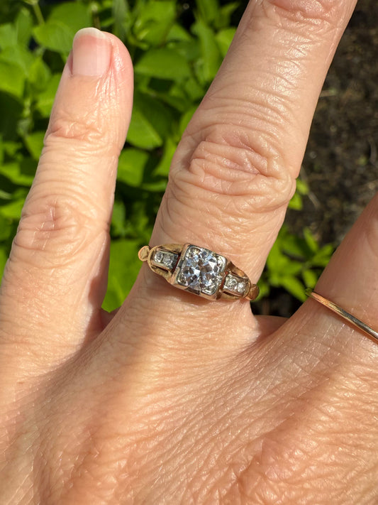 1936 14k Yelow & White Gold Engagement Ring
