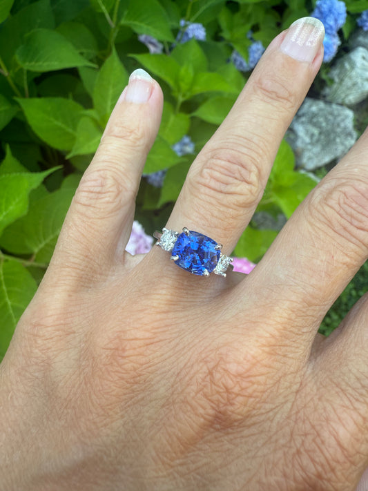 14k White Gold Sapphire and Diamond Ring