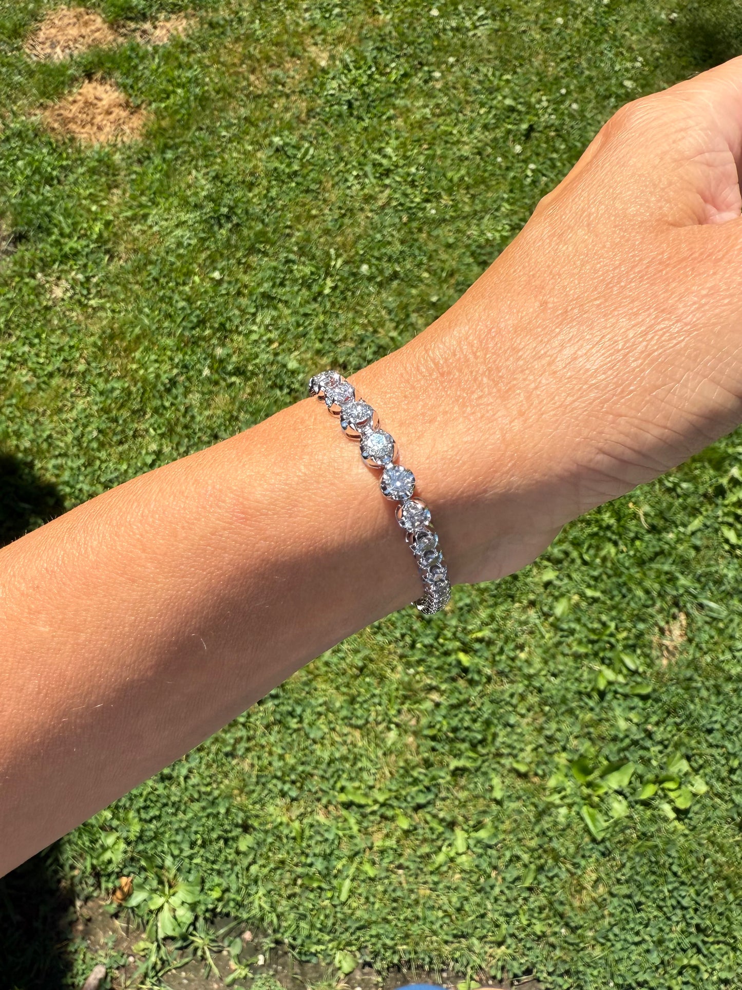 5 Carat Vintage 14k White Diamond Diamond Bracelet