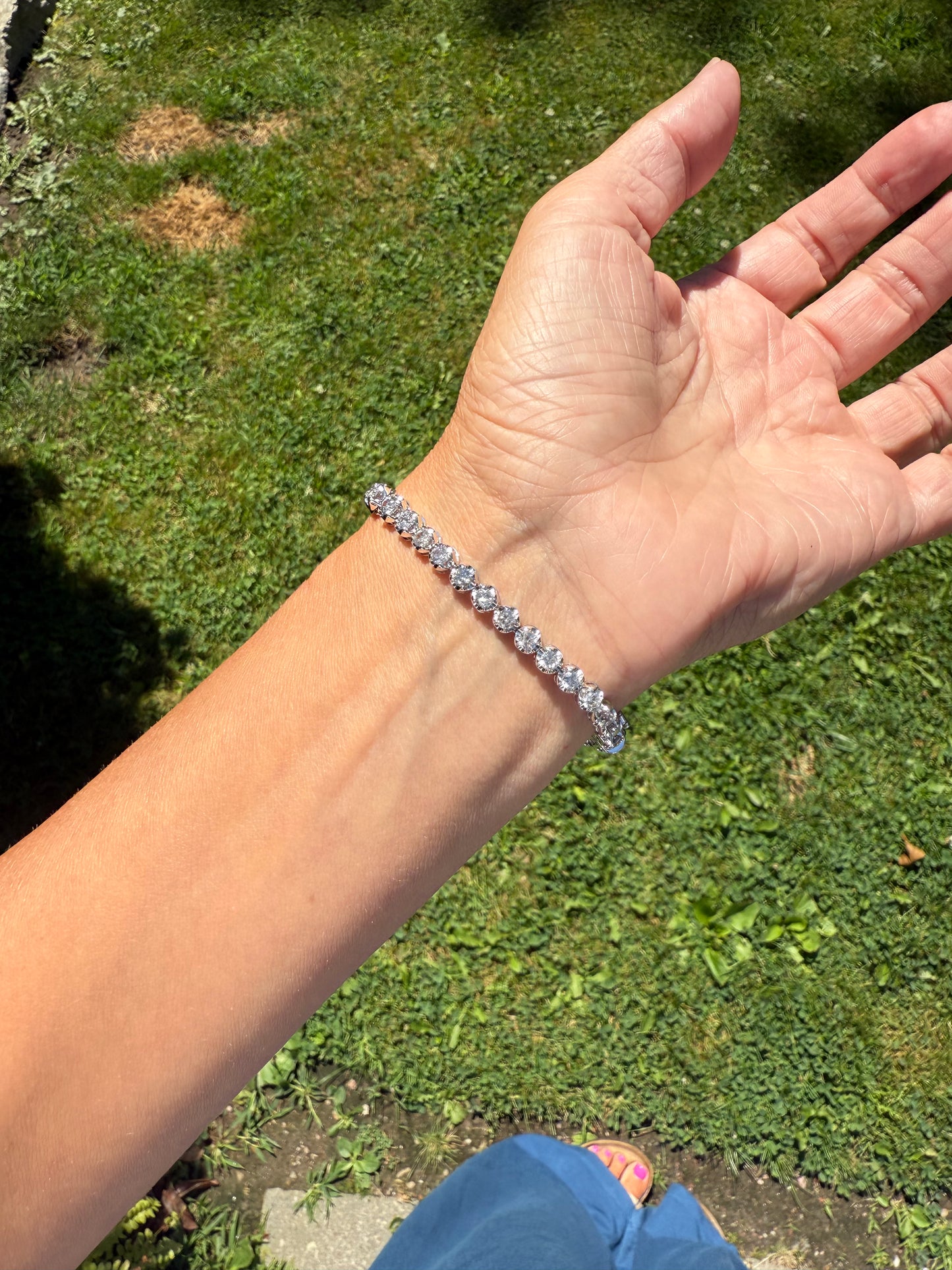 5 Carat Vintage 14k White Diamond Diamond Bracelet