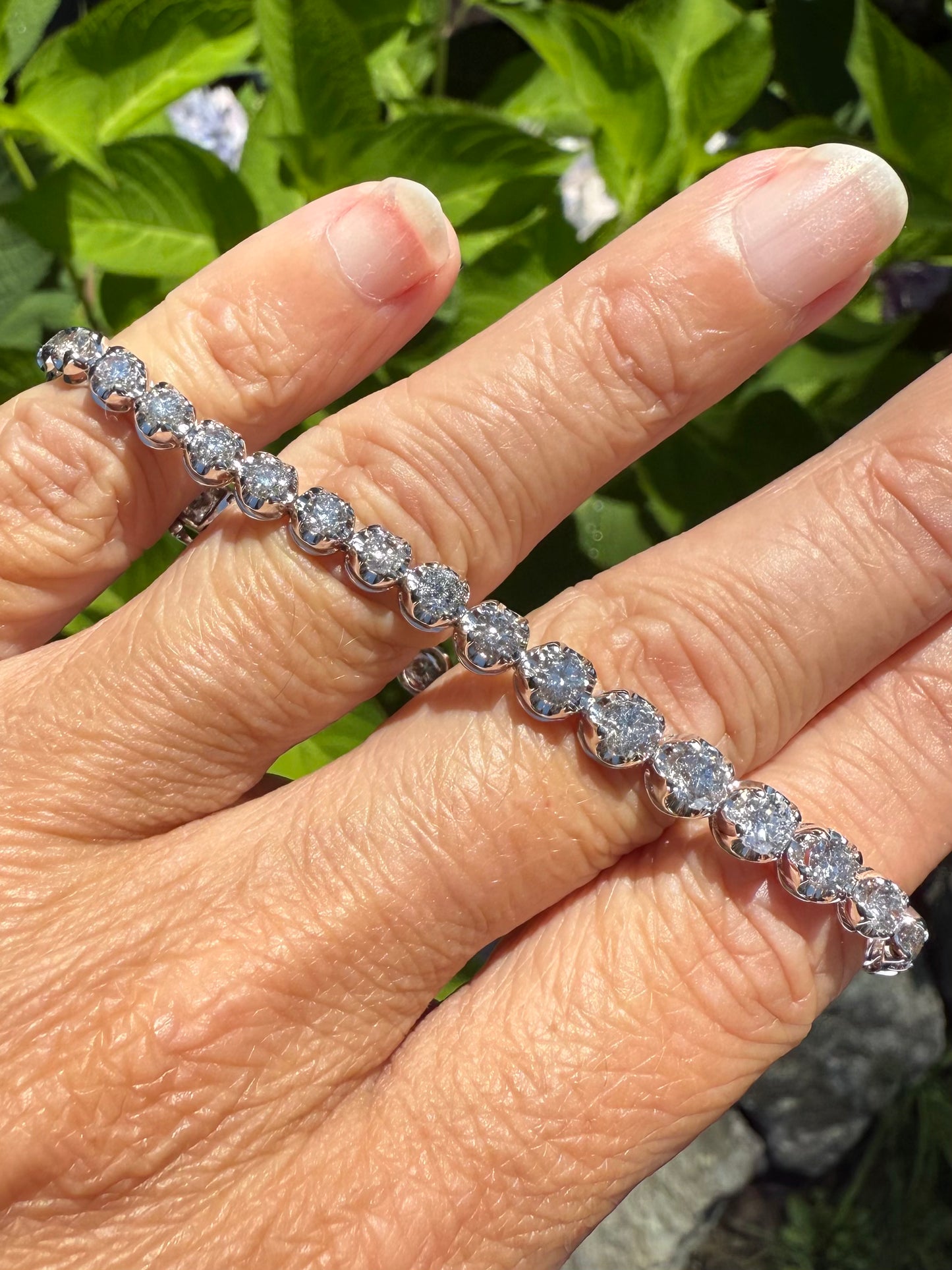 5 Carat Vintage 14k White Diamond Diamond Bracelet