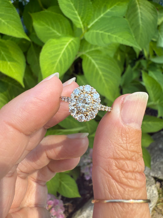 14k Yellow Gold Diamond Cluster Ring
